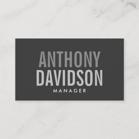 Modern Grey Huge Bold Text Visitekaartje (Voorkant)
