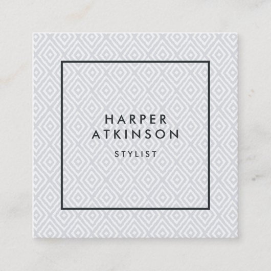 Modern Grey Ikat Patterned Vierkante Visitekaartje (Voorkant)