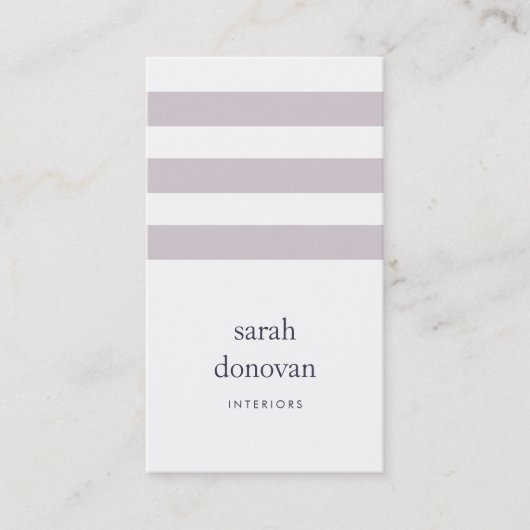 Modern Grey Lila Stripe Visitekaartje (Voorkant)