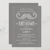Modern Grey Little Man Mustache Baby shower Kaart (Voorkant / Achterkant)