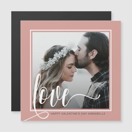 Modern Grey Love Script Photo Valentijnsdag (Voorkant / Achterkant)