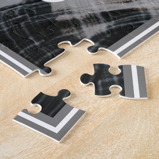 Modern Grey Love Script Photo Valentijnsdag Legpuzzel (Zijkant)