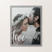 Modern Grey Love Script Photo Valentijnsdag Legpuzzel (Verticaal)