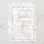 Modern Grey Marble Roos Gold Death Jubileum Kaart (Voorkant / Achterkant)