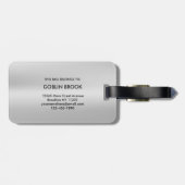 Modern Grey Metallic Black Monogram Brushed Bagagelabel (Achterkant horizontaal)