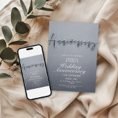 Modern Grey Metallic Wedding Jubileum Party Kaart