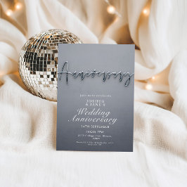 Modern Grey Metallic Wedding Jubileum Party Kaart
