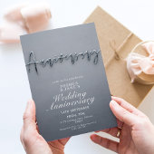 Modern Grey Metallic Wedding Jubileum Party Kaart