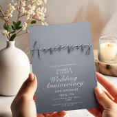 Modern Grey Metallic Wedding Jubileum Party Kaart