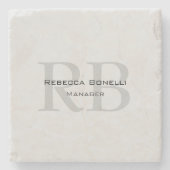 Modern Grey Monogram Manager Voeg Naam Initialen t Stenen Onderzetter (Voorkant)