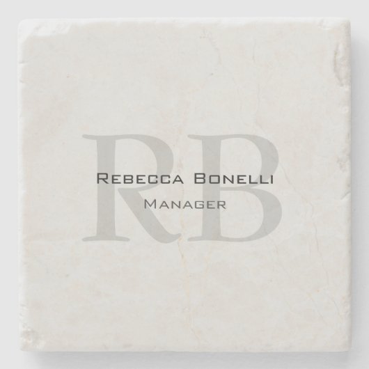 Modern Grey Monogram Manager Voeg Naam Initialen t Stenen Onderzetter (Voorkant)