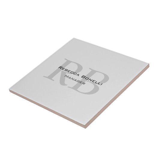Modern Grey Monogram Manager Voeg Naam Initialen t Tegeltje (Zijkant)