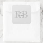 Modern Grey Monogram Manager Voeg Naam Initialen t Vierkante Sticker (Tas)