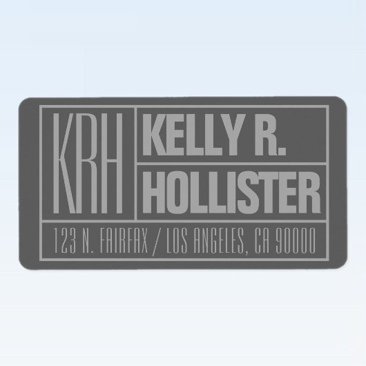 Modern Grey Monogrammed Name Return Address Etiket