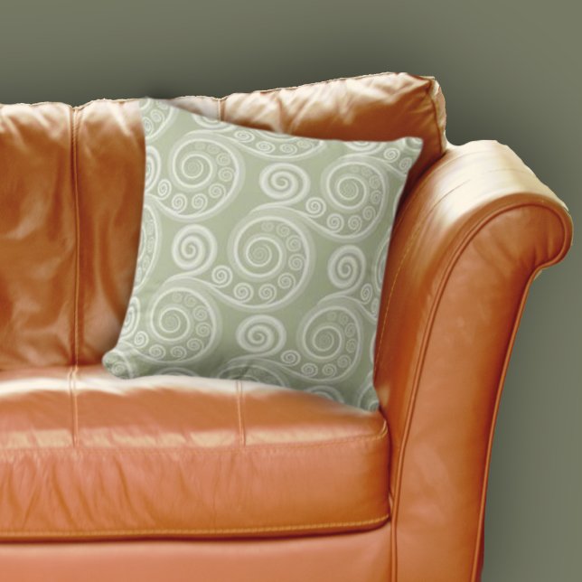 Modern Grey Natuur geïnspireerd varenkrulpatroon Kussen (Modern Grey Nature Inspired Fern Curl Pattern Throw Pillow, Living Room Accessories)