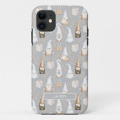 Modern Grey Neutral Gnome Kerstnamenpatroon Case-Mate iPhone Case (Achterkant)