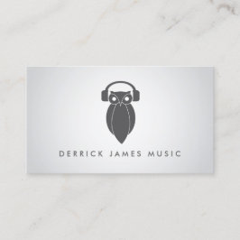 Modern Grey Night Owl Logo DJ, Band, Muzikant Visitekaartje