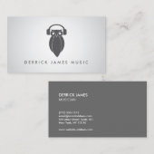 Modern Grey Night Owl Logo DJ, Band, Muzikant Visitekaartje (Voorkant / Achterkant)