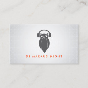 Modern Grey Night Owl Logo II DJ, Band, Musicus Visitekaartje