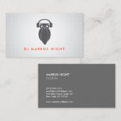 Modern Grey Night Owl Logo II DJ, Band, Muzikant Visitekaartje (Voorkant / Achterkant)
