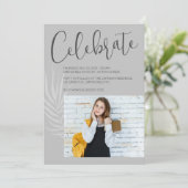 Modern Grey Photo Afstuderen Kaart (Staand voorkant)