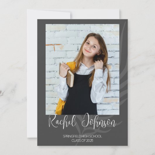 Modern Grey Photo Afstuderen Kaart (Achterkant)