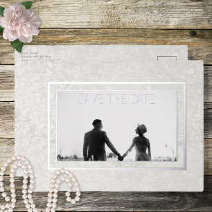 Modern Grey Photo Wedding Save the Date Folie Feestdagen Briefkaart
