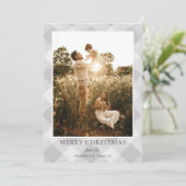 Modern Grey Plaid Foto Kerstvakantie Kaart (Staand voorkant)