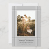 Modern Grey Plaid Foto Kerstvakantie Kaart (Voorkant)