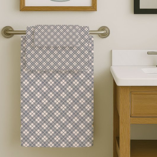 Modern Grey Plaid Towels Chic and Cozy Accent Bad Handdoek