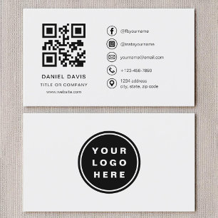 Modern Grey Professioneel Bedrijf Logo QR Code Visitekaartje
