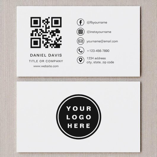 Modern Grey Professioneel Bedrijf Logo QR Code Visitekaartje