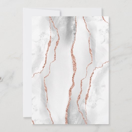 Modern Grey Roos Gold Agate Wedding Kaart (Achterkant)
