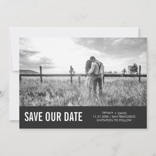 Modern Grey Save the Date with Photo (Voorkant)