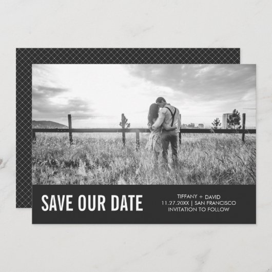 Modern Grey Save the Date with Photo (Voorkant / Achterkant)