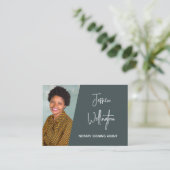 Modern Grey Signature Script Notional Lawyer Foto Visitekaartje (Staand voorkant)