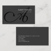 Modern Grey Simple Black Monogram Visitekaartje (Voorkant / Achterkant)
