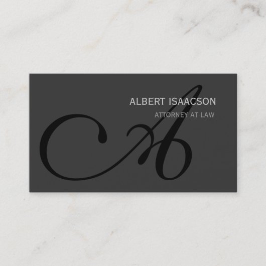 Modern Grey Simple Black Monogram Visitekaartje (Voorkant)