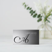 Modern Grey Simple Monogram Visitekaartje (Staand voorkant)