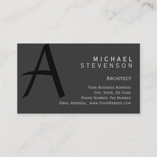 Modern Grey Simple Plain Architect Visitekaartje (Voorkant)