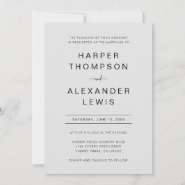 Modern Grey Simple Typography Wedding Kaart