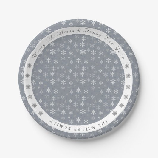  Modern Grey Snowflakes patroon Papieren Bordje (Voorkant)