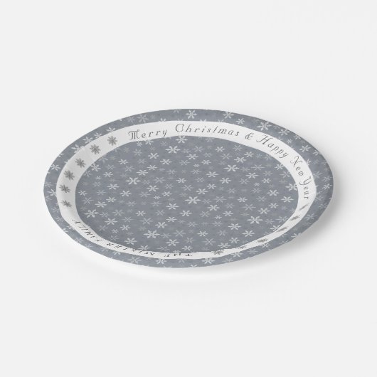 Modern Grey Snowflakes patroon Papieren Bordje (Gekanteld)