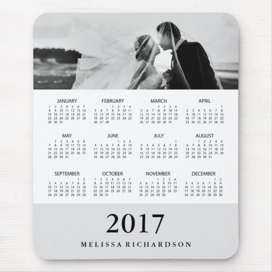 Modern Grey Stripe 2017 Calendar and Photo Muismat (Voorkant)