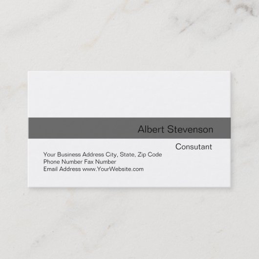Modern Grey Stripe White Consultant Visitekaartje (Voorkant)