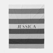 Modern Grey Stripes Naam Fleece Deken (Voorkant)