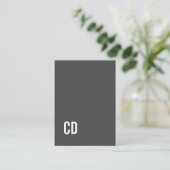 Modern Grey Texture Beige Bold White Monogram Visitekaartje (Staand voorkant)