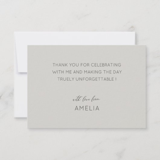 Modern Grey Thank You Bridal Shower  Bedankkaart (Achterkant)