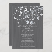 Modern Grey Tortelduifjes Bridal Shower Kaart (Voorkant / Achterkant)