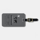 Modern Grey Travel Bag Label met aangepaste naam Bagagelabel (Voorkant horizontaal)